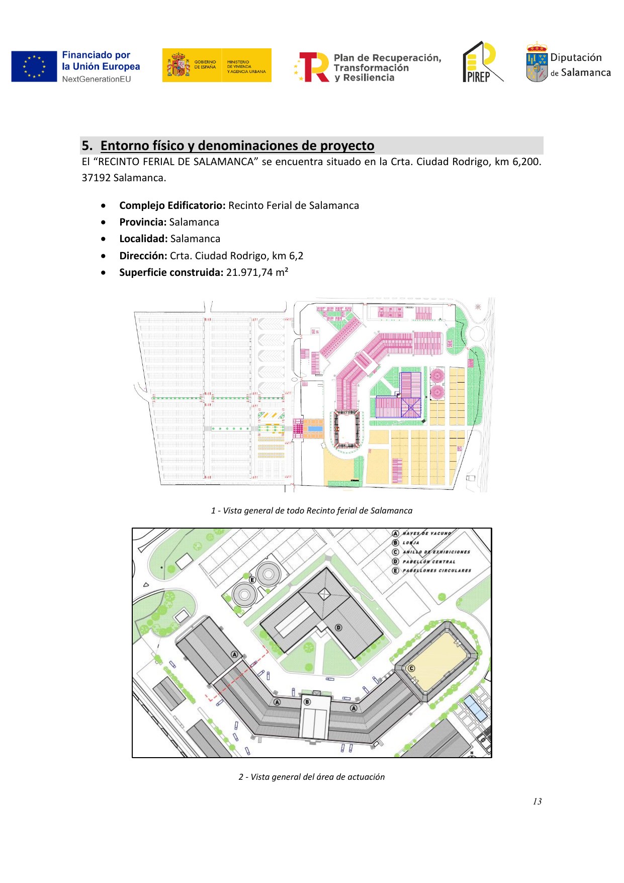 Vista general del Recinto Ferial de Salamanca y area de actuacion